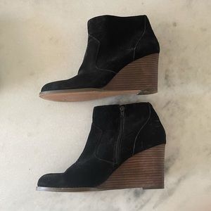 Sole Society Black Suede Wedge Booties